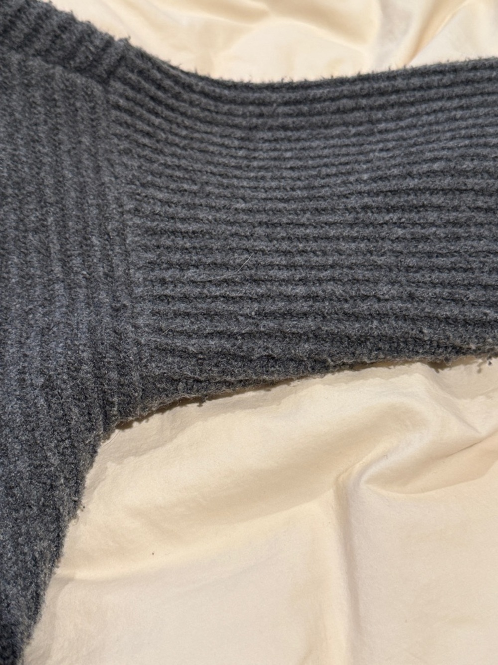 A&F Gray Ribbed Short Chunky Cardigan - Picture 8 of 10